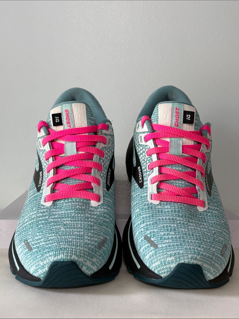 Brooks Women’s Ghost 14 Neutral Running Shoes — Light Blue with Pink Laces. - Picture 2 of 15